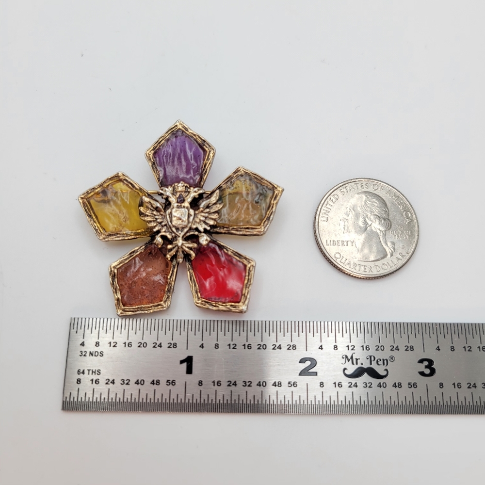 Coro | Vintage Venetian Glow Star Stained Glass Brooch - Picture 6 of 6